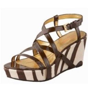 Kate Spade "Bijou" Zebra print platform wedges